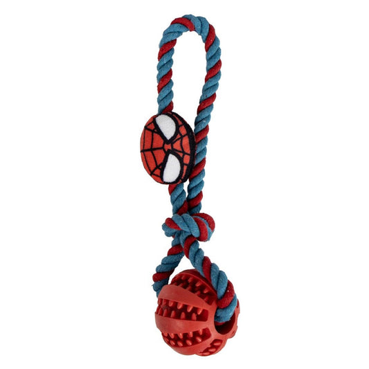 Spiderman Hundespielzeug – Ball mit Seil für Zieh- & Wurfspiele