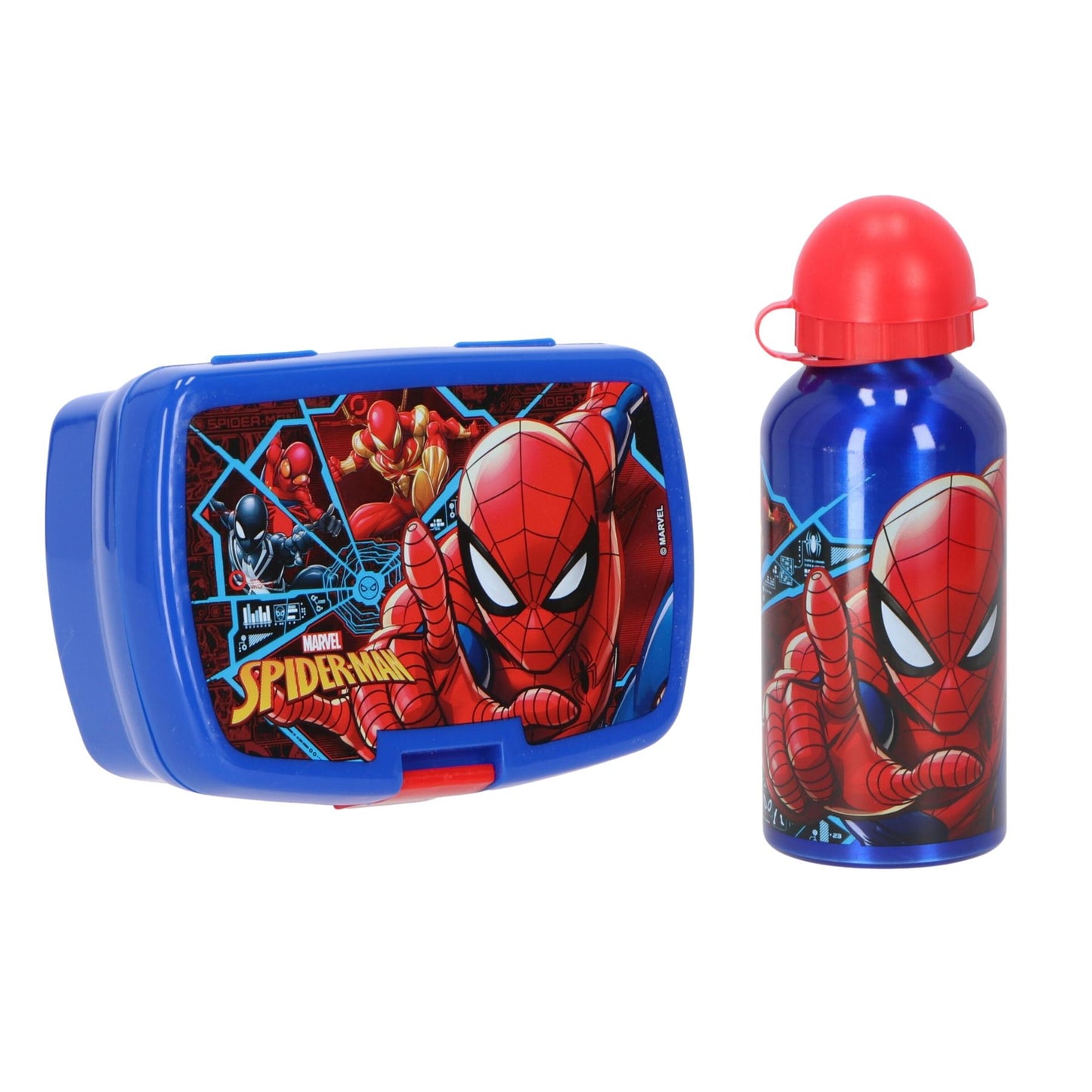 Spiderman Lunchpaket mit Lunchbox und Trinkflasche(500 ml) für Schule Kindergarten und Freizeit
