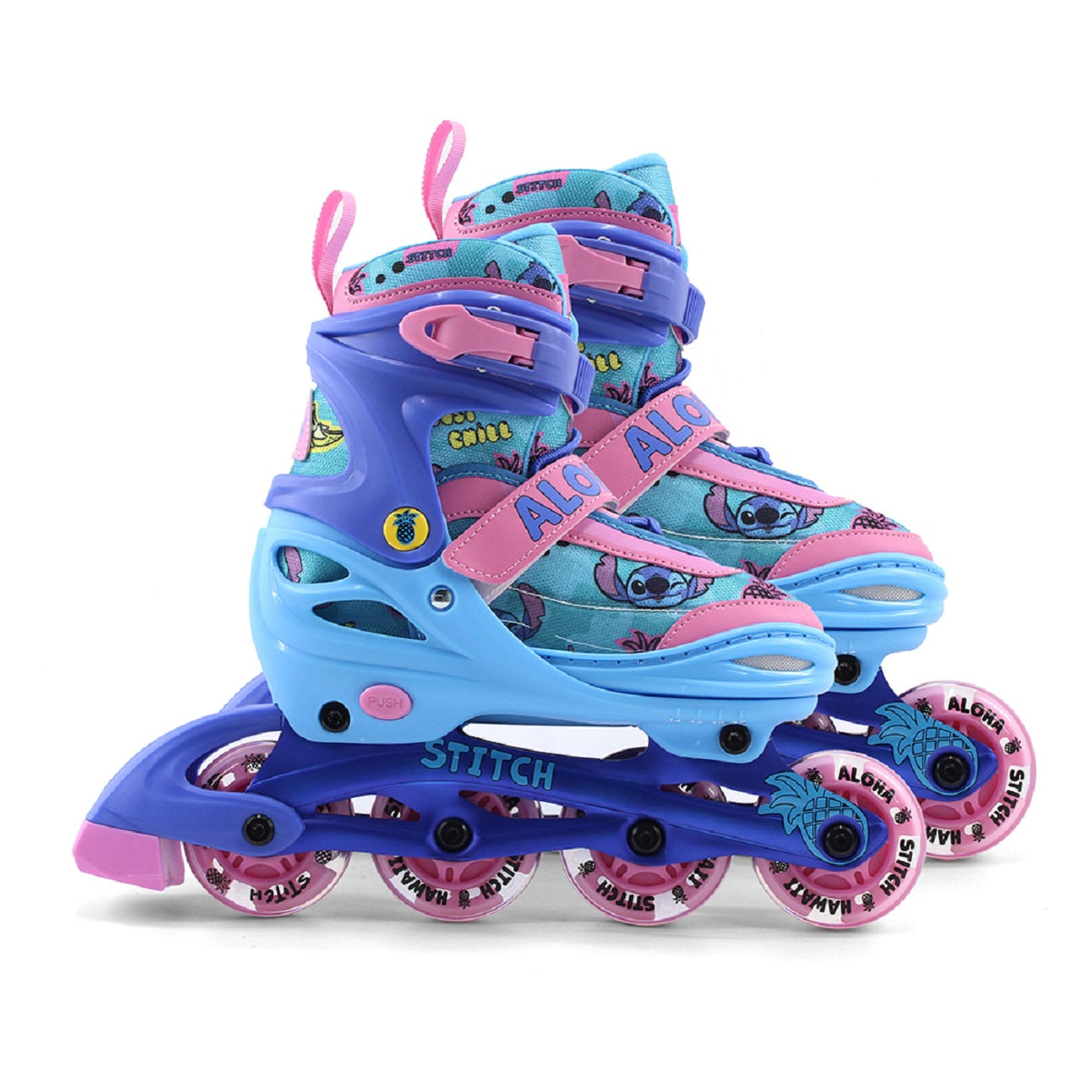 Lilo & Stitch 3-in-1 Inline Skates verstellbar mit LED Rollen und Aluminiumrahmen für Kinder