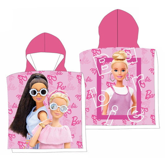 Barbie Kinder-Poncho 100 x 50 cm – Mikrofaser Handtuchponcho für Mädchen