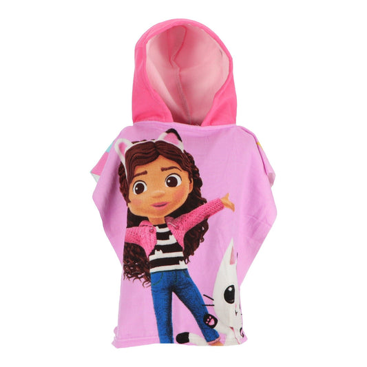 Gabby's Dollhouse Kinder-Poncho 100 x 50 cm – Mikrofaser Handtuchponcho für Mädchen