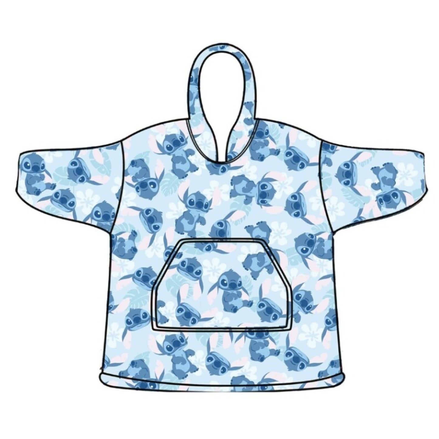Lilo & Stitch Hoodie-Decke für Eerwachsene – Kuscheliger Überwurf aus Coral Fleece Onesize