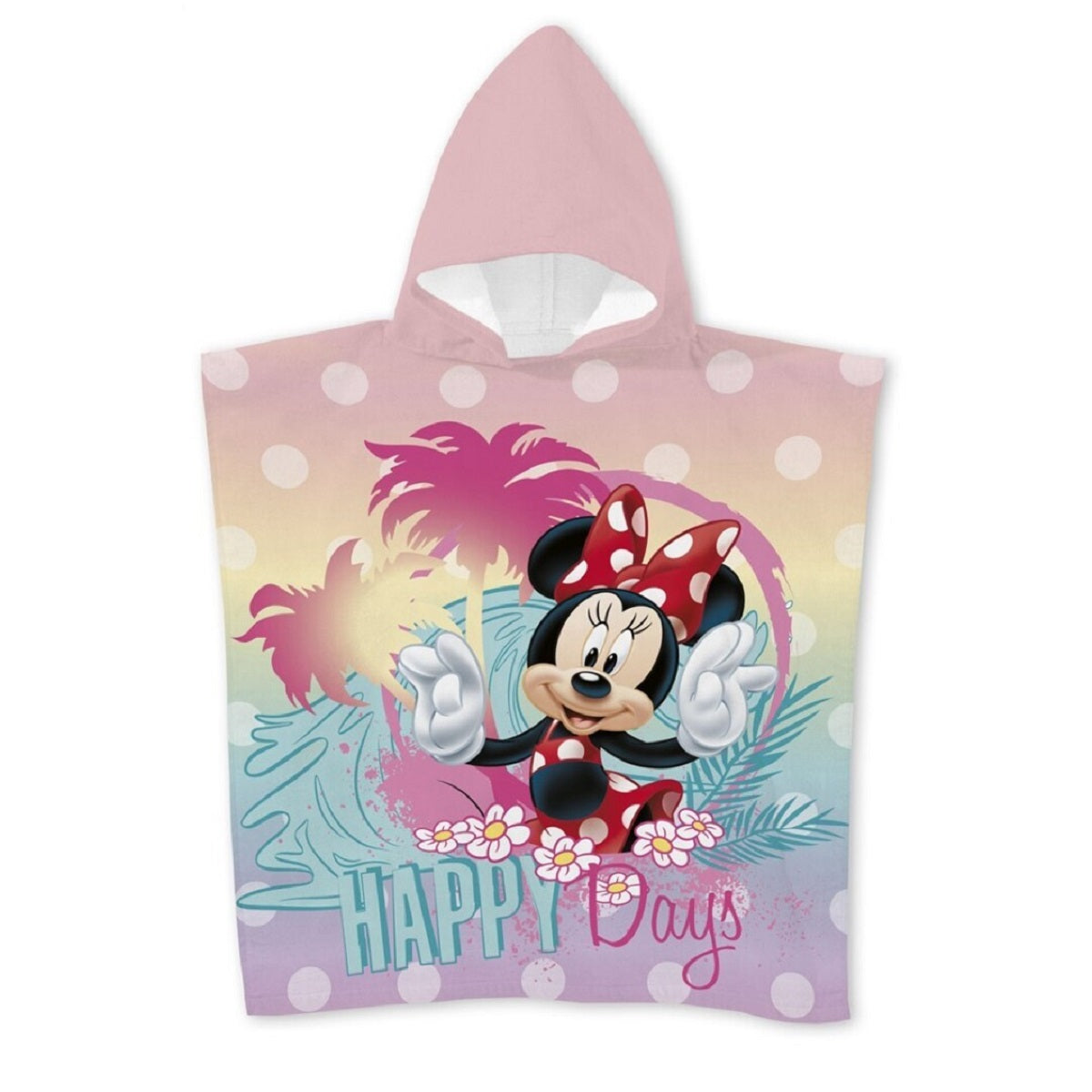 Disney Minnie Mouse Badeponcho für Kinder – Kapuzenhandtuch aus Polyester 55 x 110 cm