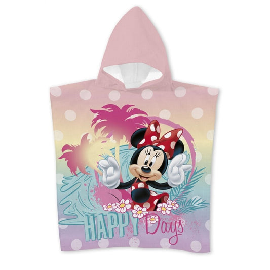 Disney Minnie Mouse Badeponcho für Kinder – Kapuzenhandtuch aus Polyester 55 x 110 cm