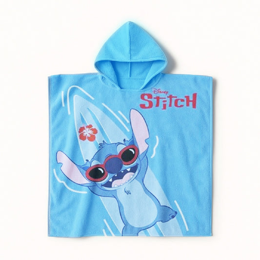 Lilo & Stitch Kinder Badeponcho mit Kapuze Strandponcho aus Polyester 55 x 110 cm