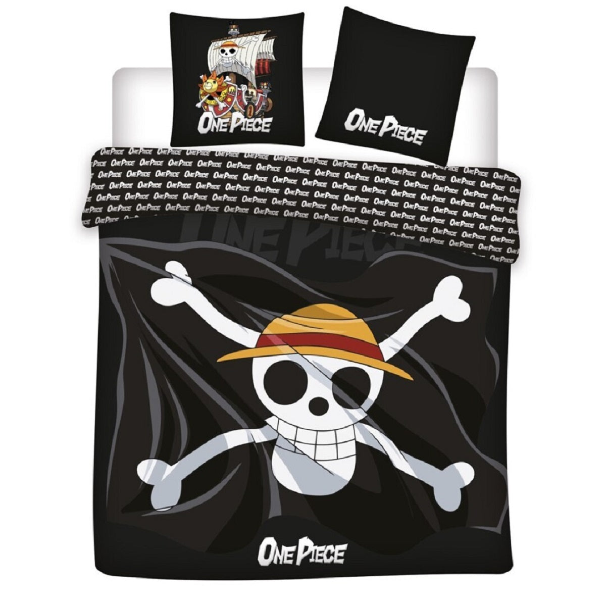 One Piece 3-teiliges Bettwäsche-Set – 1x Deckenbezug (240x220) & 2x Kissenbezug (65x65 cm) aus Polycotton