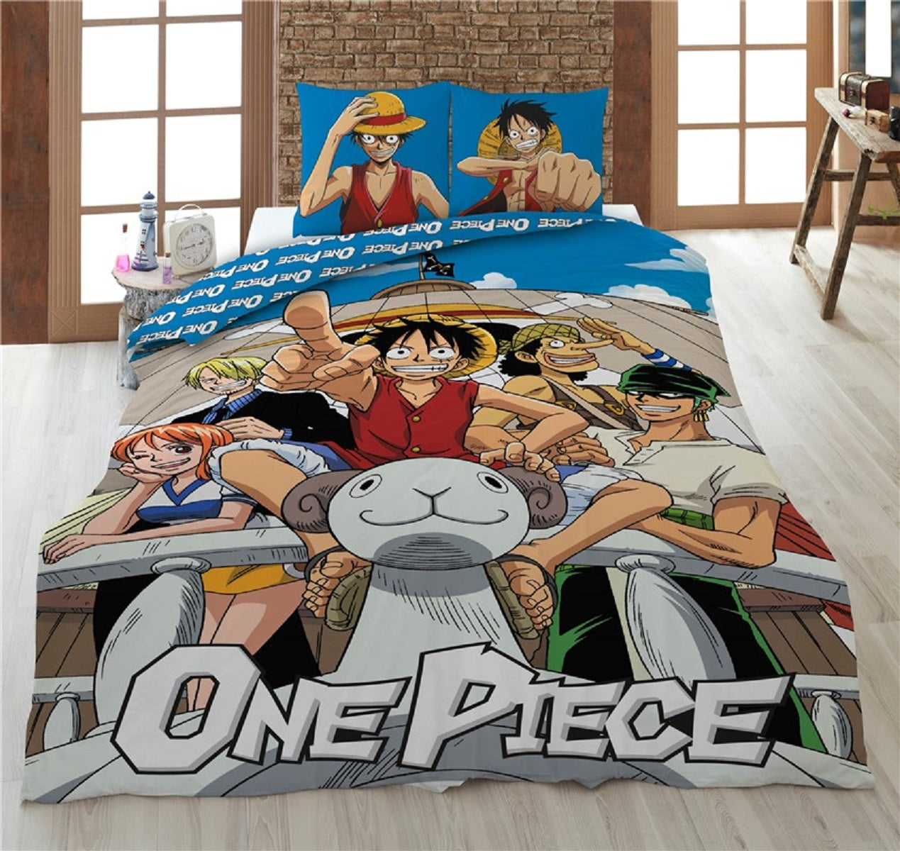 One Piece 2-teiliges Bettwäsche-Set für Kinder – 1x Deckenbezug (140x200 cm) & 1x Kissenbezug (65x65 cm) aus Polycotton