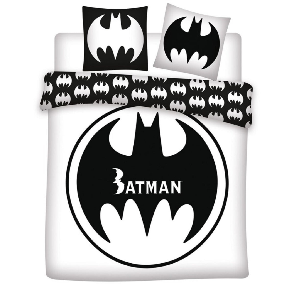 Batman 3-teiliges Bettwäsche-Set – 1x Deckenbezug (240x220) & 2x Kissenbezug (65x65 cm) aus Polycotton