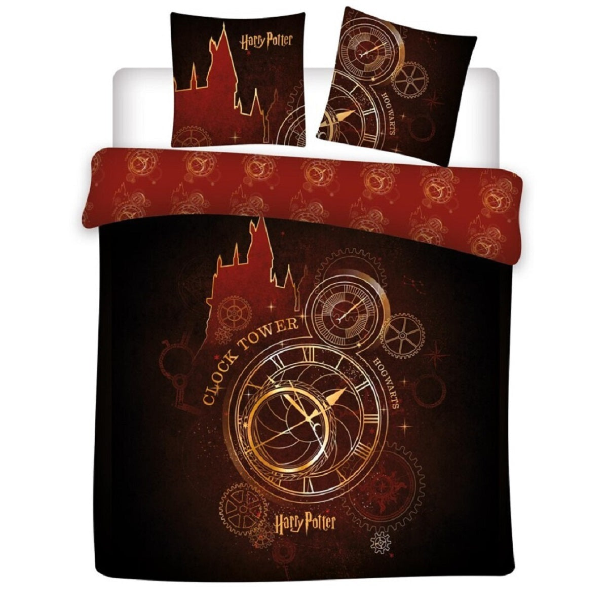 Harry Potter 3-teiliges Bettwäsche-Set – 1x Deckenbezug (240x220) & 2x Kissenbezug (65x65 cm) aus Polycotton