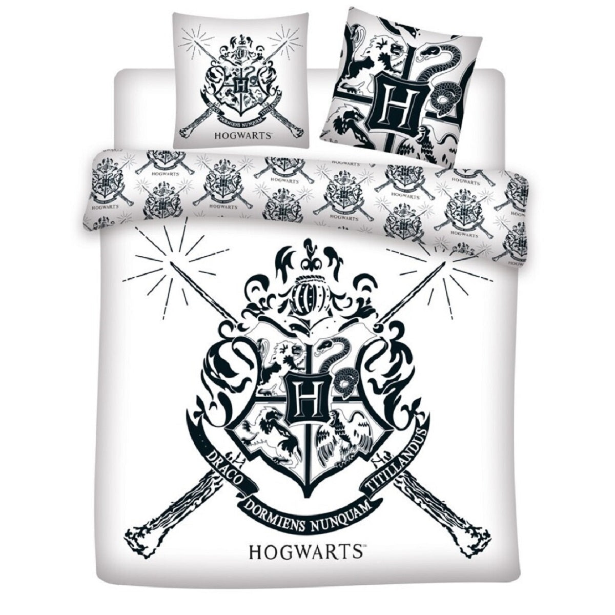 Harry Potter 3-teiliges Bettwäsche-Set – 1x Deckenbezug (240x220) & 2x Kissenbezug (65x65 cm) aus Polycotton