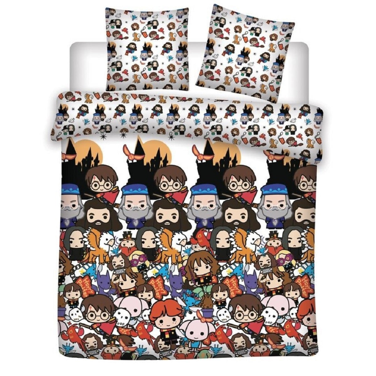 Harry Potter Doppelbettwäsche Set – 1x Deckenbezug 240x220 cm & 2x Kissenbezüge 63x63 cm aus Mikrofaser