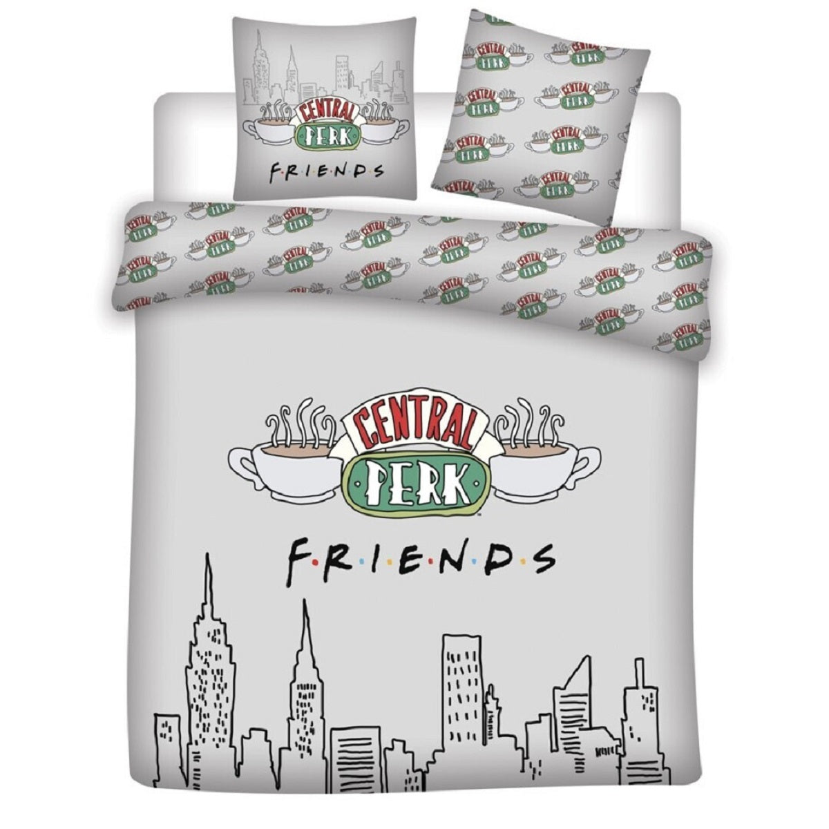 Friends Doppelbettwäsche Set – 1x Deckenbezug 240x220 cm & 2x Kissenbezüge 63x63 cm aus Mikrofaser