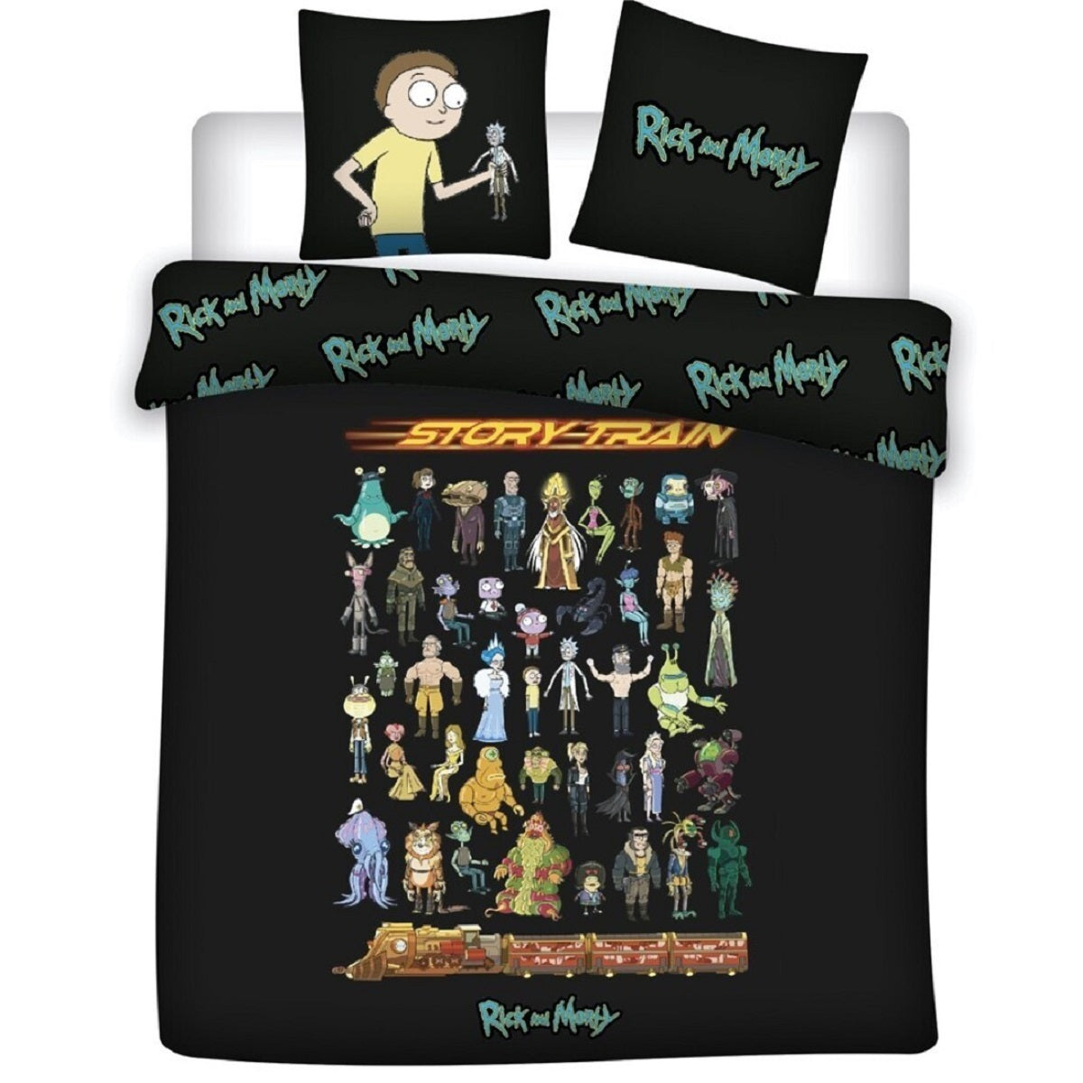 Rick and Morty Doppelbettwäsche Set – 1x Deckenbezug 240x220 cm & 2x Kissenbezüge 65x65 cm aus Baumwolle