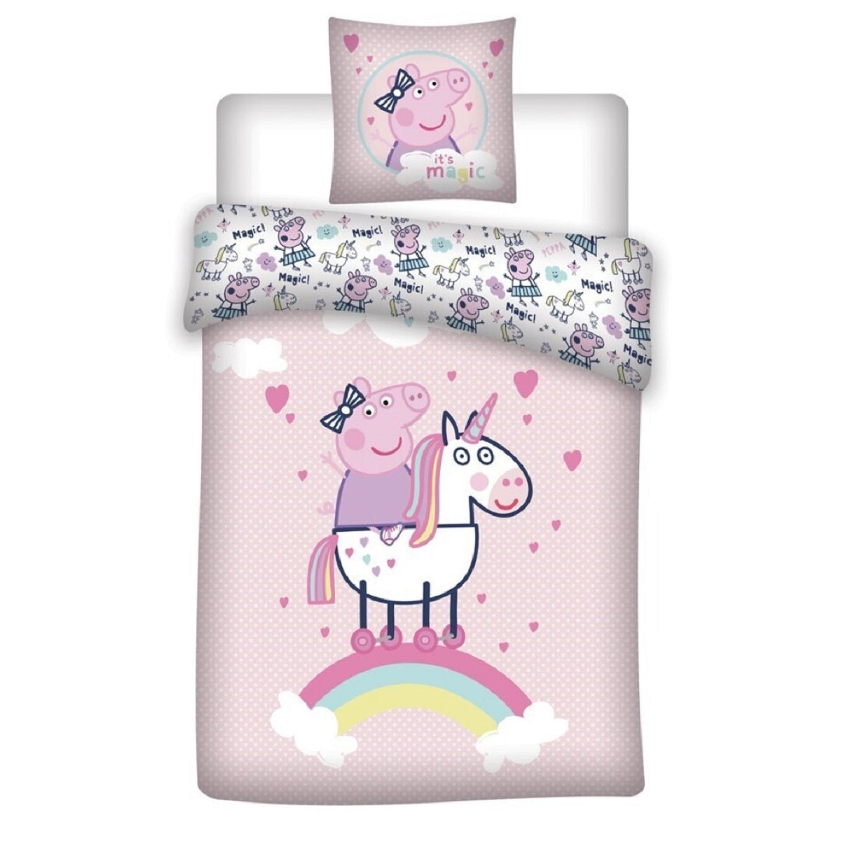 Peppa Pig Bettwäsche-Set – 1x Deckenbezug 140x200 & 1x Kissenbezug 65x65 cm für Kinder