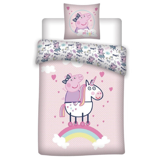 Peppa Pig Bettwäsche-Set – 1x Deckenbezug 140x200 & 1x Kissenbezug 65x65 cm für Kinder