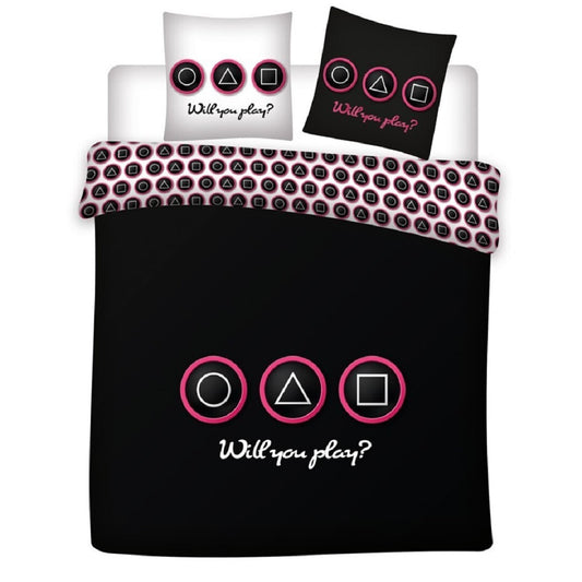 Squid Game Doppelbettwäsche Set – 1x Deckenbezug 200x200 cm & 2x Kissenbezüge 65x65 cm