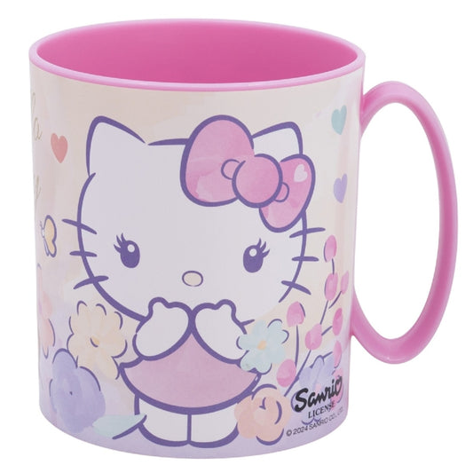 Hello Kitty Becher Mikrowellengeeigneter Kunststoffbecher 390 ml – Motivbecher für Kinder