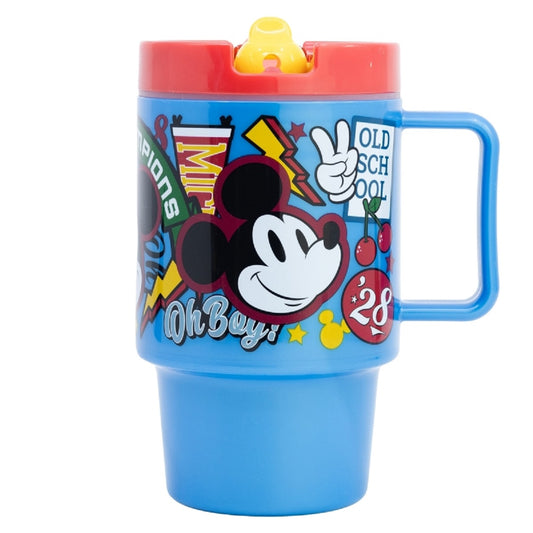 Disney Mickey Mouse Becher Mikrowellengeeigneter Kunststoffbecher 530  ml mit Schraubdeckel – Motivbecher für Kinder