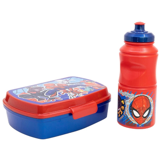 Spiderman 2er Set Kinderflasche (380 ml) und Brotdose im Geschenkkarton