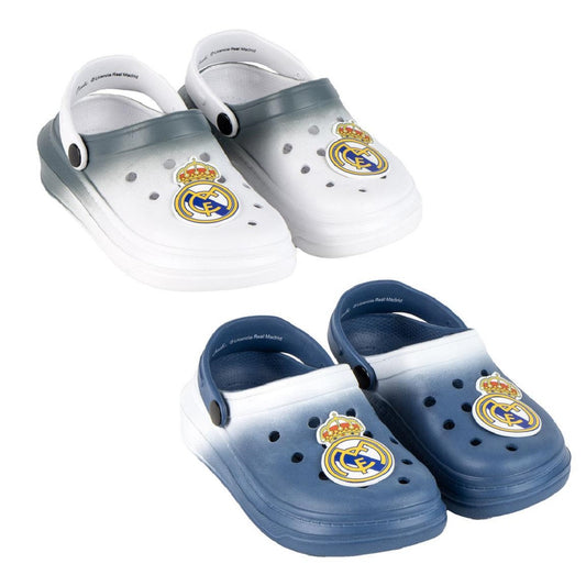 Real Madrid Kinder Clogs Sandale mit Fersenriemen und rutschfester Sohle für Alltag und Freizeit