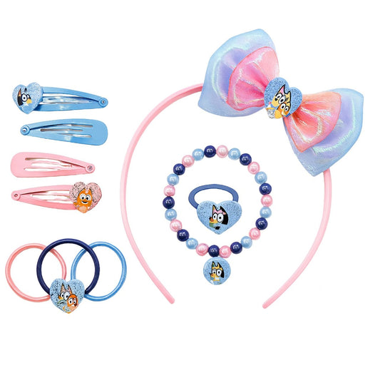 Bluey Haarschmuck-Set mit Schleife, Spangen und Armband für Mädchen