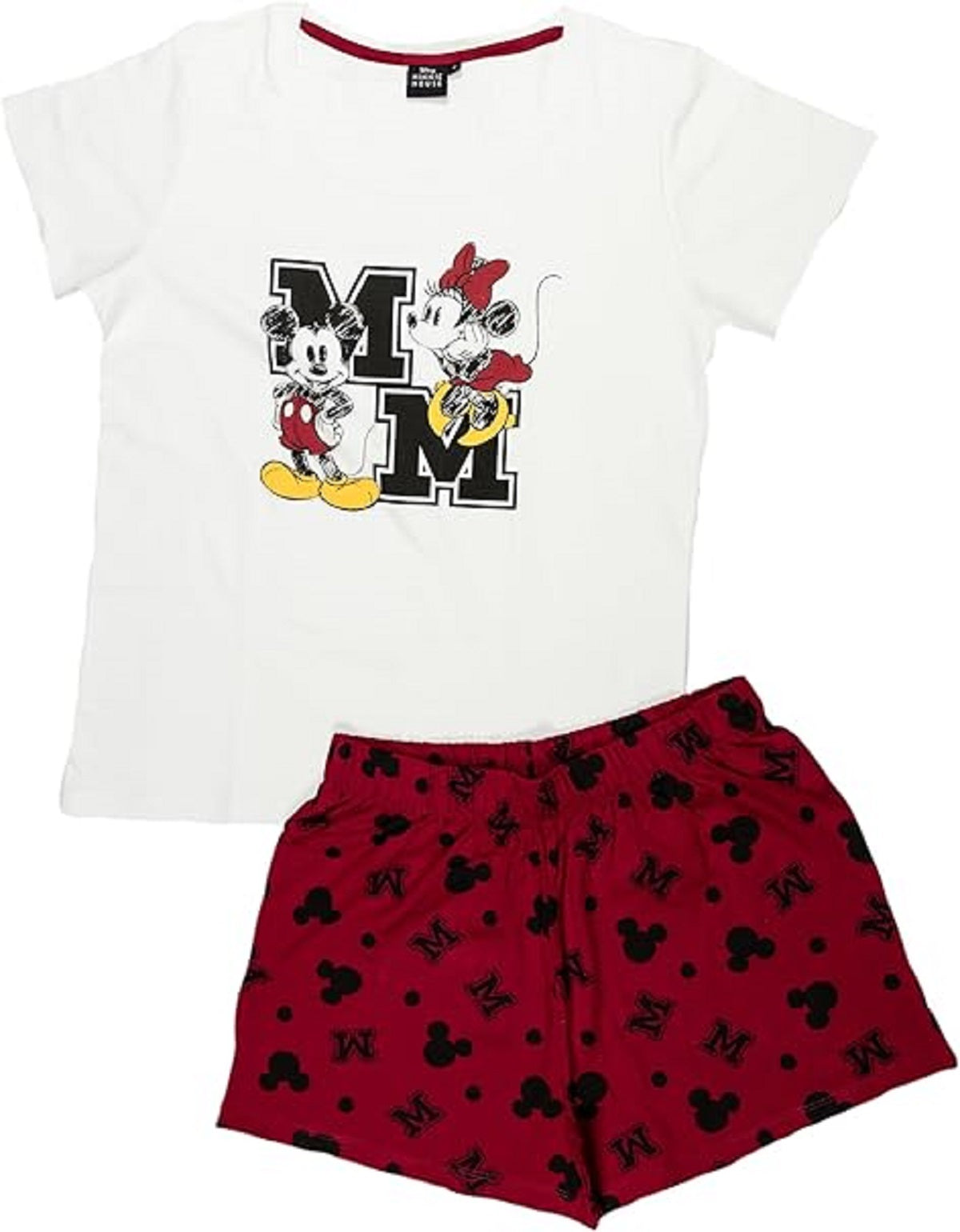 Disney Minnie Mouse Damen Schlafanzug Baumwolle Ärmellos Pyjama Set mit Tanktop und Shorts