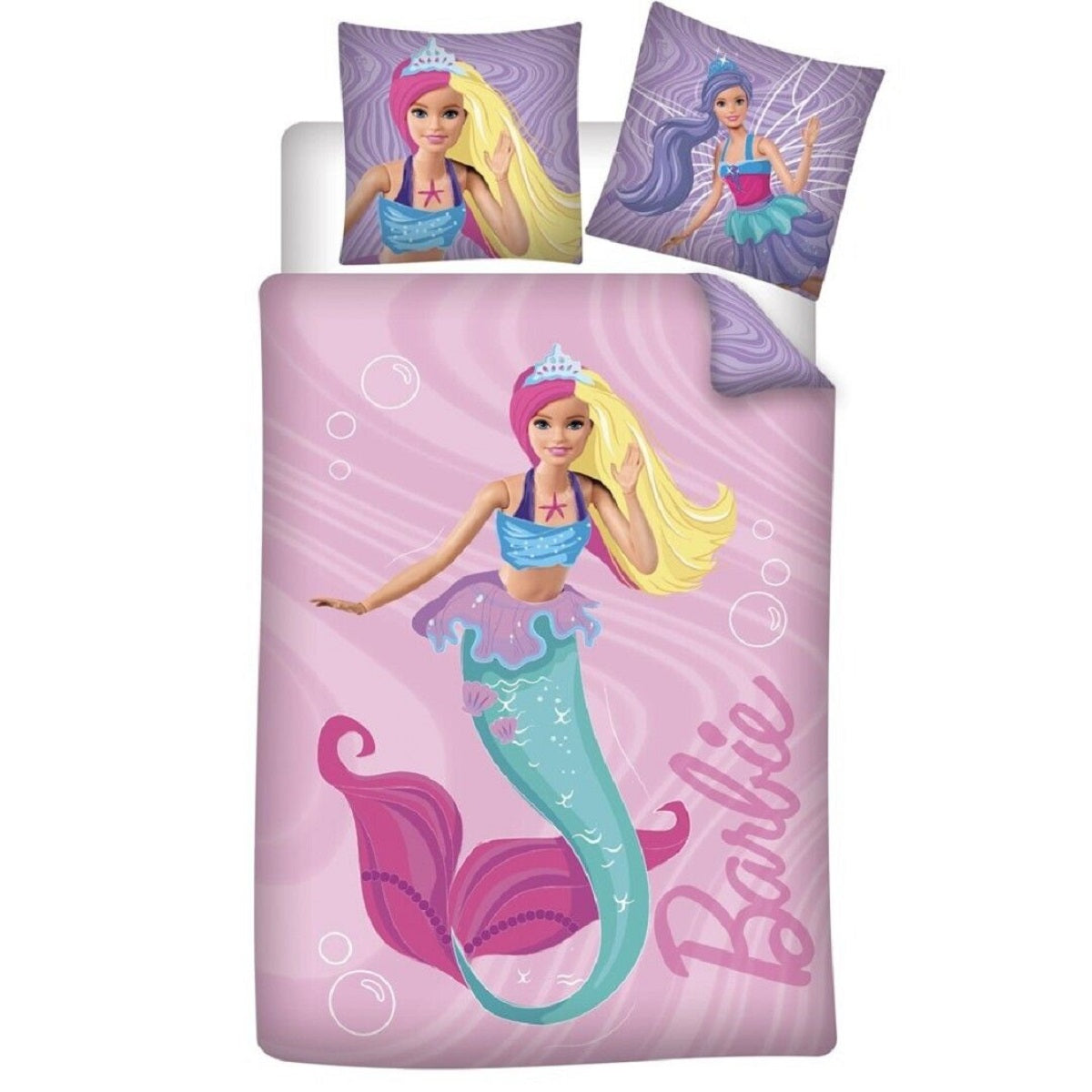Barbie Bettwäsche aus Baumwolle – 140x200 cm Bettbezug & 70x70 cm Kissenbezug