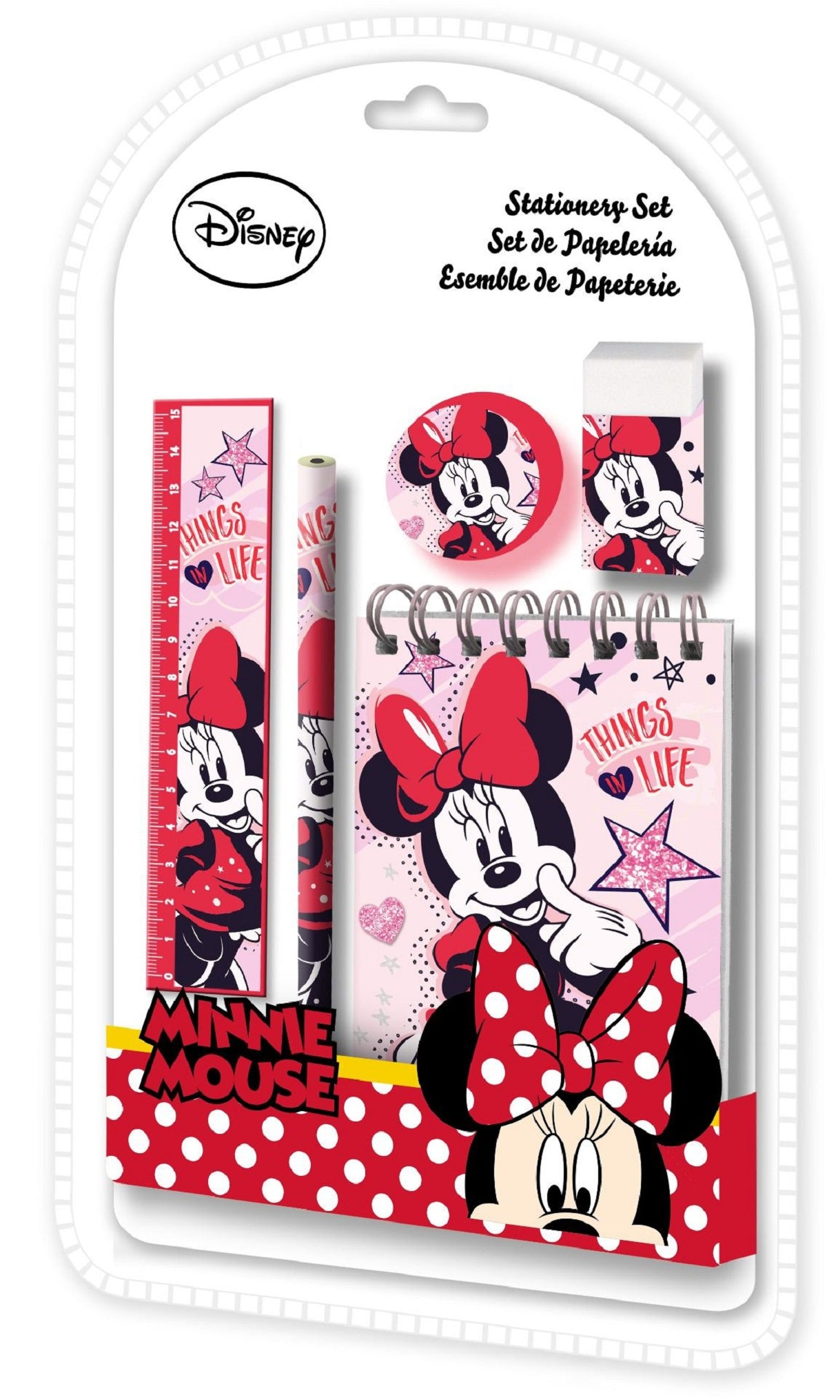 Disney Minnie Mouse 5-teiliges Schreibset für Kinder – Mit Lineal, Bleistift, Radiergummi & mehr