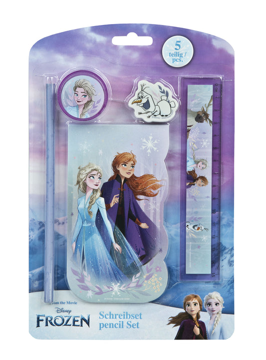Disney Frozen 5-teiliges Schreibset für Kinder – Mit Lineal, Bleistift, Radiergummi & mehr