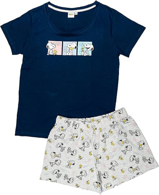 Snoopy Pyjama Set Damen Baumwolle Ärmellos mit Tanktop und Shorts