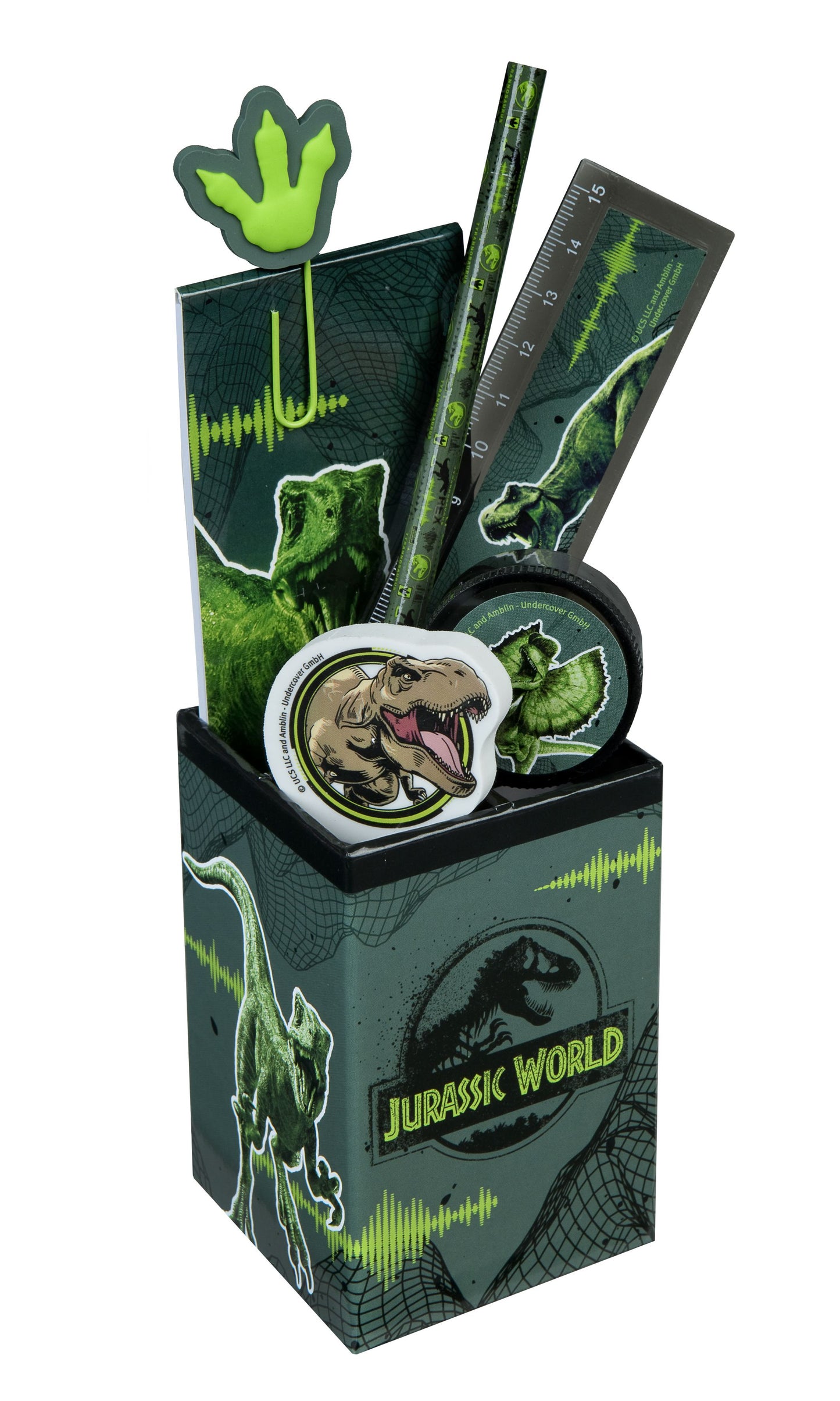 Jurassic World Gefüllter Stifthalter – 7-teiliges Set für kreative Kinder
