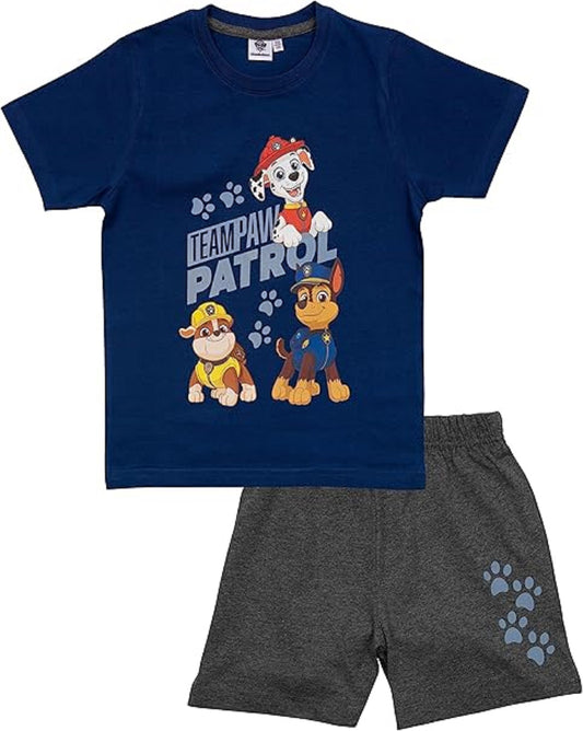 Paw Patrol Jungen Pyjama – Kurzarm Schlafanzug aus Baumwolle Größe 122/128