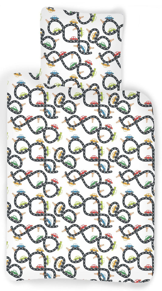 Autorennen Kinder Bettwäsche 100 x 135 cm 100% Baumwolle