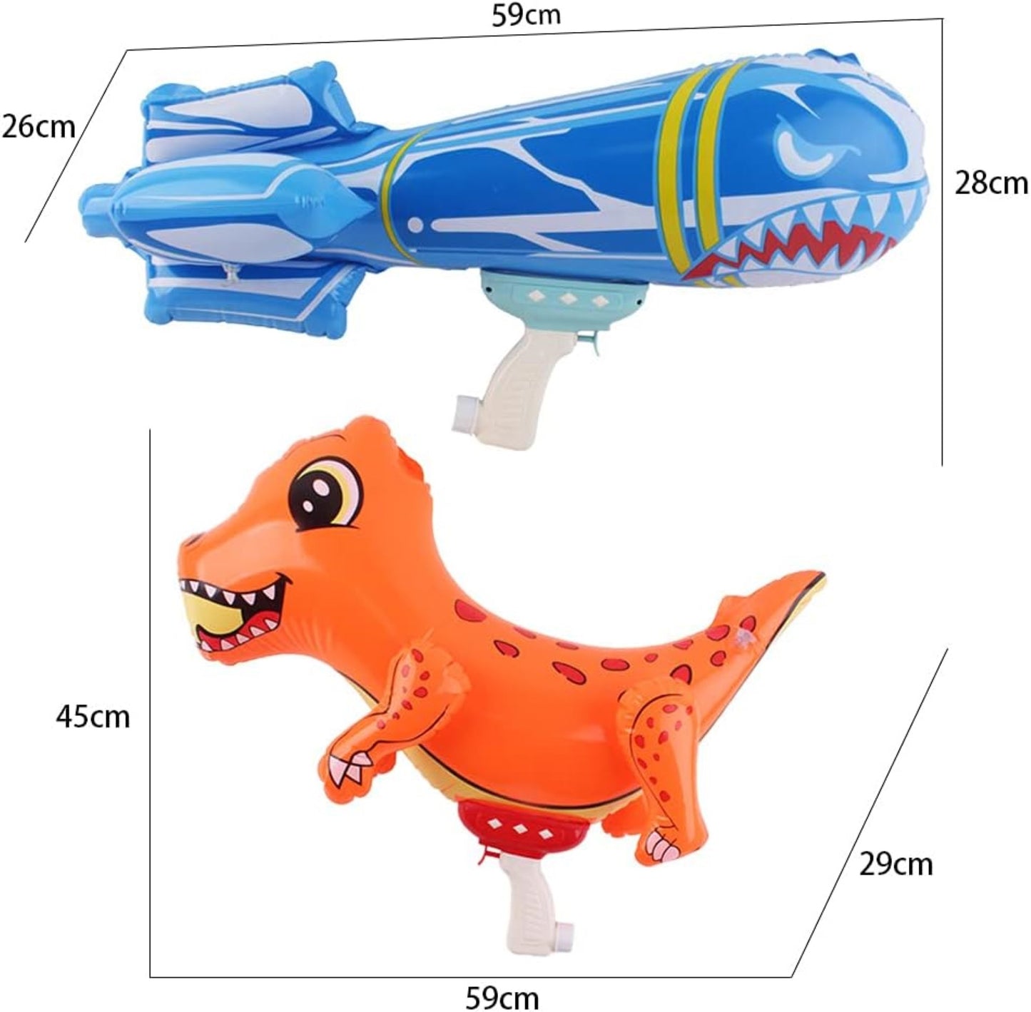 2-in-1 tragbare Wasserpistolen im Dinosaurier- und Haifischdesign, für den großen Spaß im Freien – ob am Pool, am Strand oder im Garten!