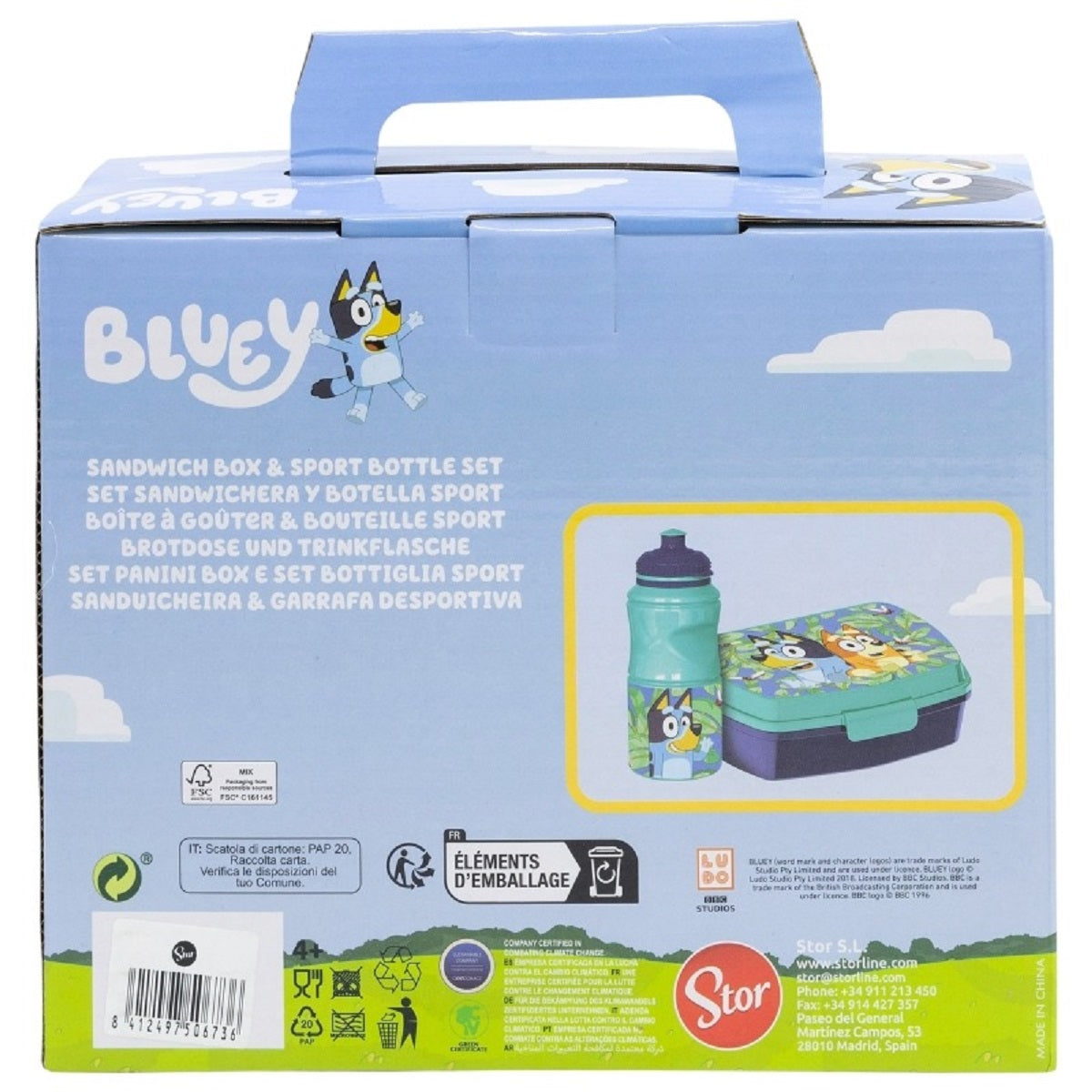 Bluey Set mit 380 ml Wasserflasche und Brotdose Lunchbox-Set für Kinder