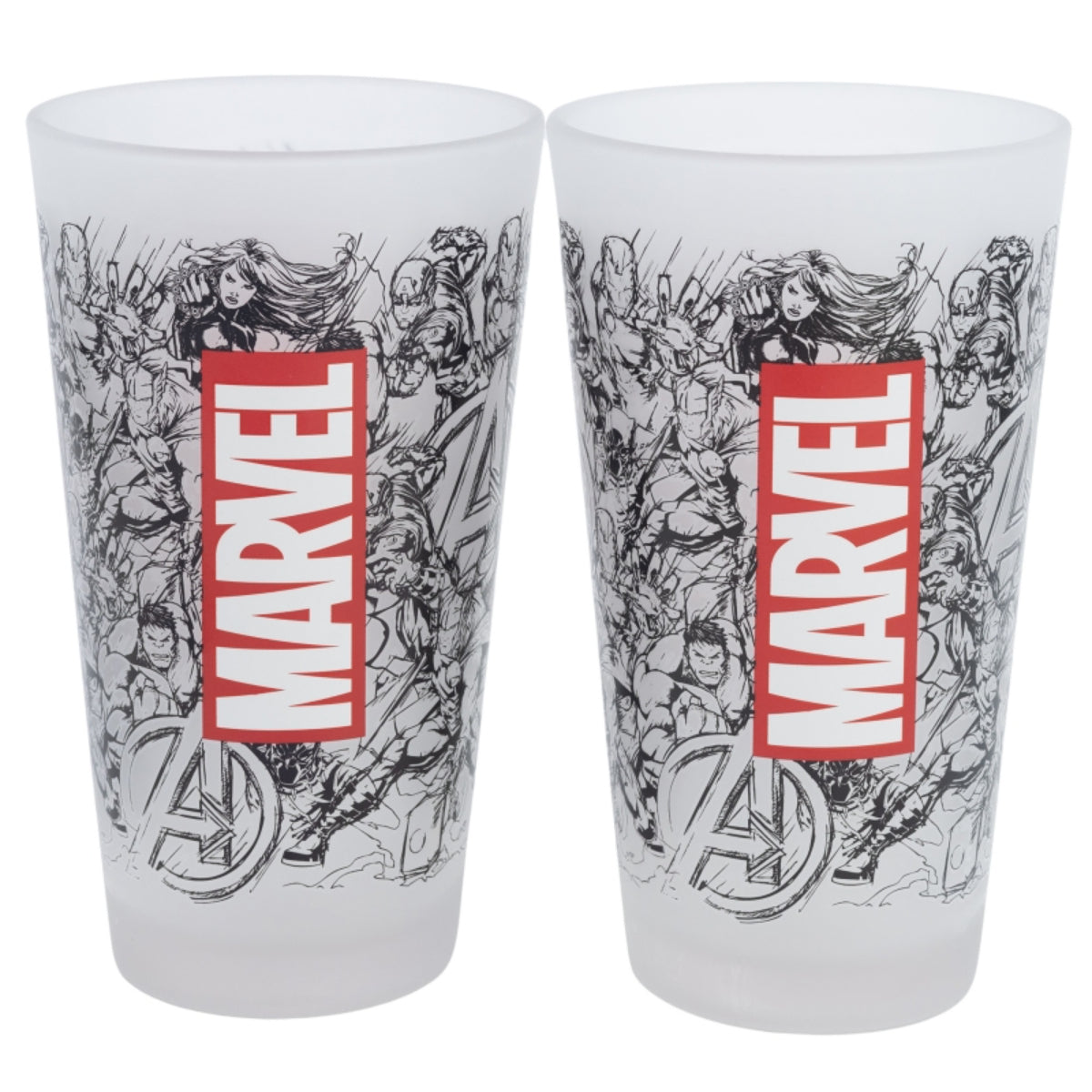 Marvel Becher-Set – 2 Gläser im coolen Heldenlook – 490ml Fassungsvermögen