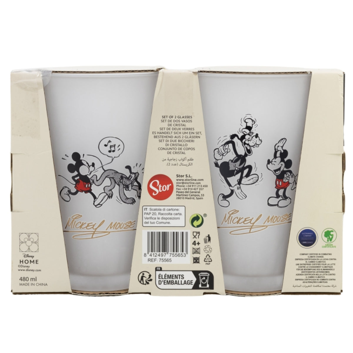 Mickey Mouse Vintage Gläser Set 2-teilig 490ml Disney Trinkgläser