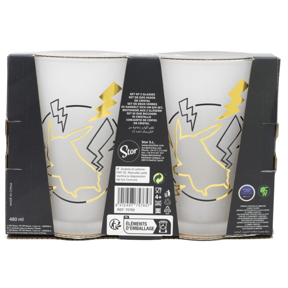 Pokémon Gläser Set 2-teilig Thunderstruck Design – 490ml Borosilikatglas
