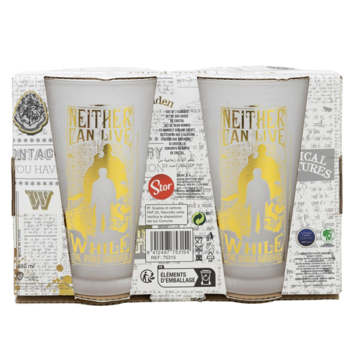 Harry Potter Gläser Set 2-teilig 490ml Trinkgläser mit Superhelden-Design