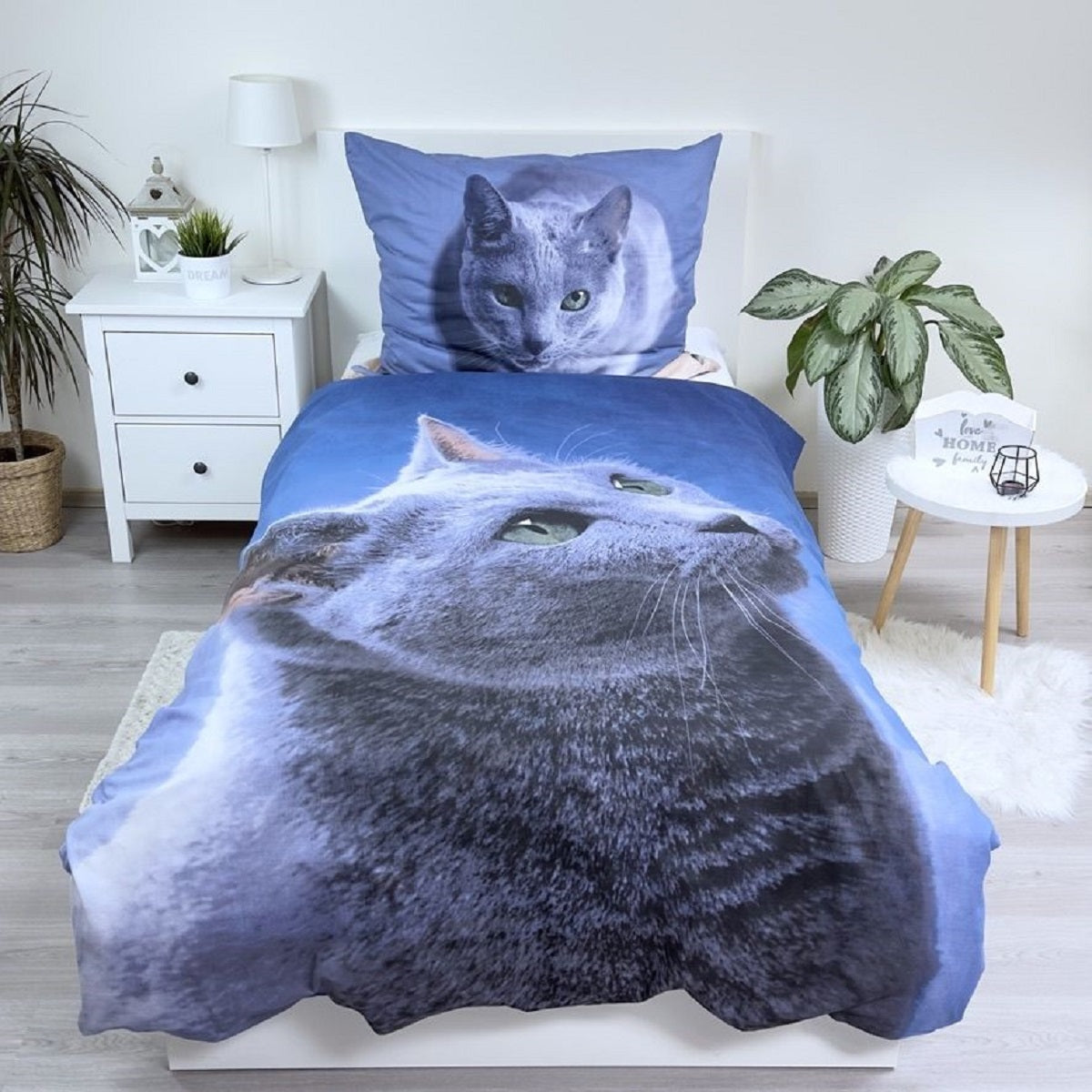 Dark Cat Baumwolle Bettwäsche – Bettbezug 140x200 cm & Kissenbezug 70x90 cm