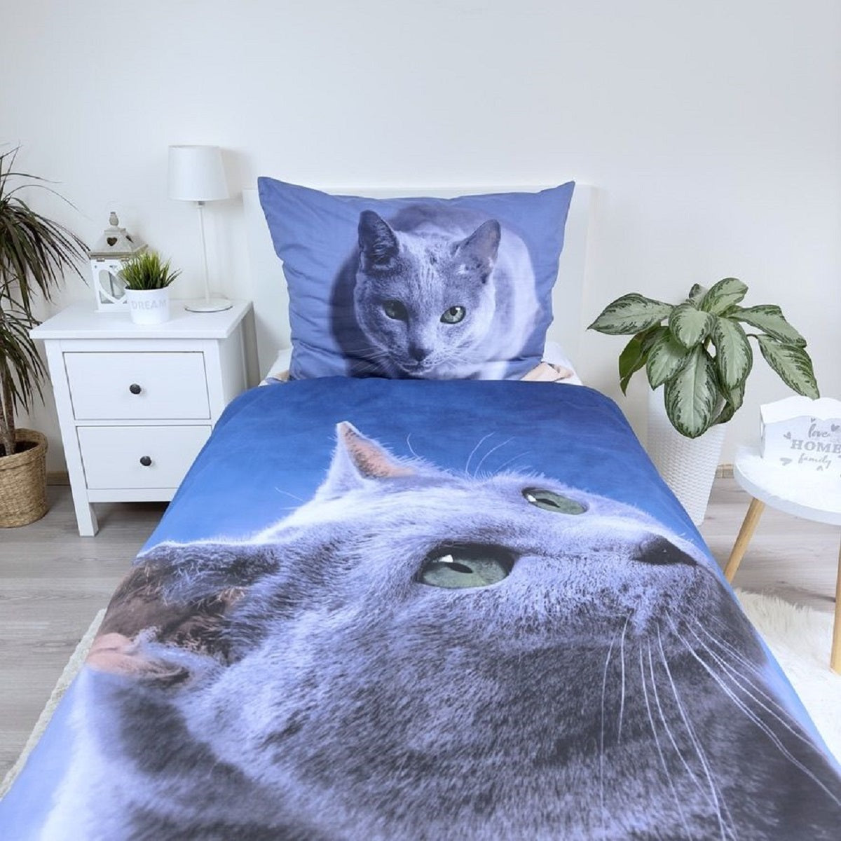 Dark Cat Baumwolle Bettwäsche – Bettbezug 140x200 cm & Kissenbezug 70x90 cm