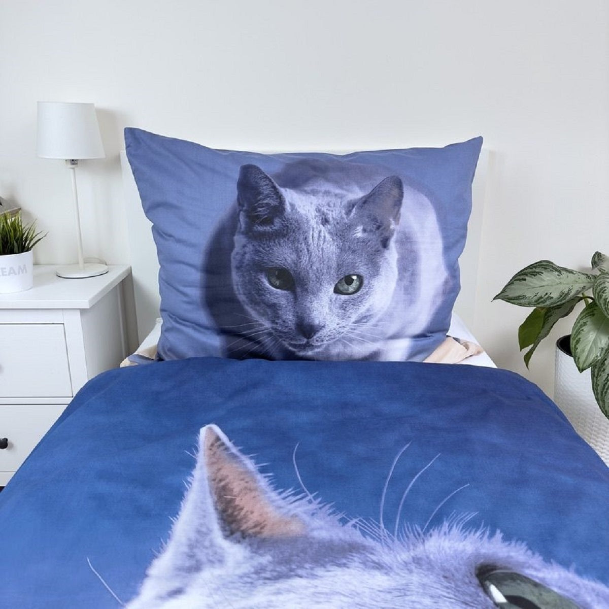Dark Cat Baumwolle Bettwäsche – Bettbezug 140x200 cm & Kissenbezug 70x90 cm