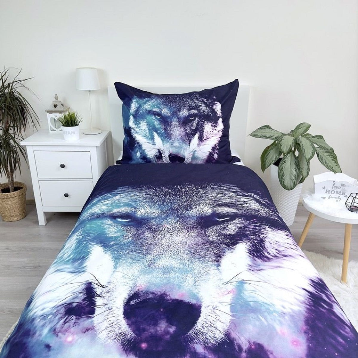 Blue Wolf Kuschelige Bettwäsche Polyester, 140x200 cm & 70x90 cm