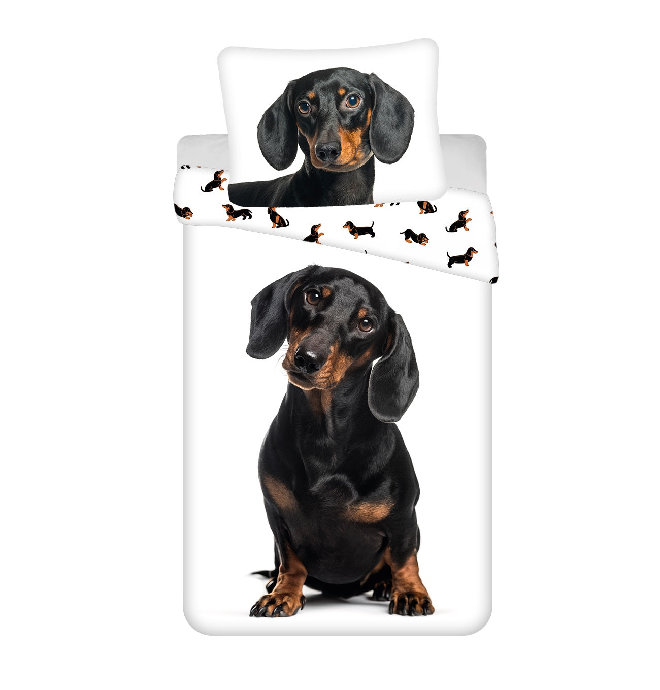 Dachshund Baumwoll-Bettwäsche 140x200 cm Weiches Bettbezug Set mit Kissenbezug 70x90 cm, pflegeleicht & langlebig