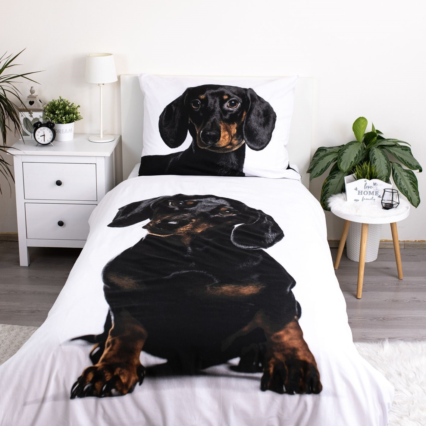 Dachshund Baumwoll-Bettwäsche 140x200 cm Weiches Bettbezug Set mit Kissenbezug 70x90 cm, pflegeleicht & langlebig