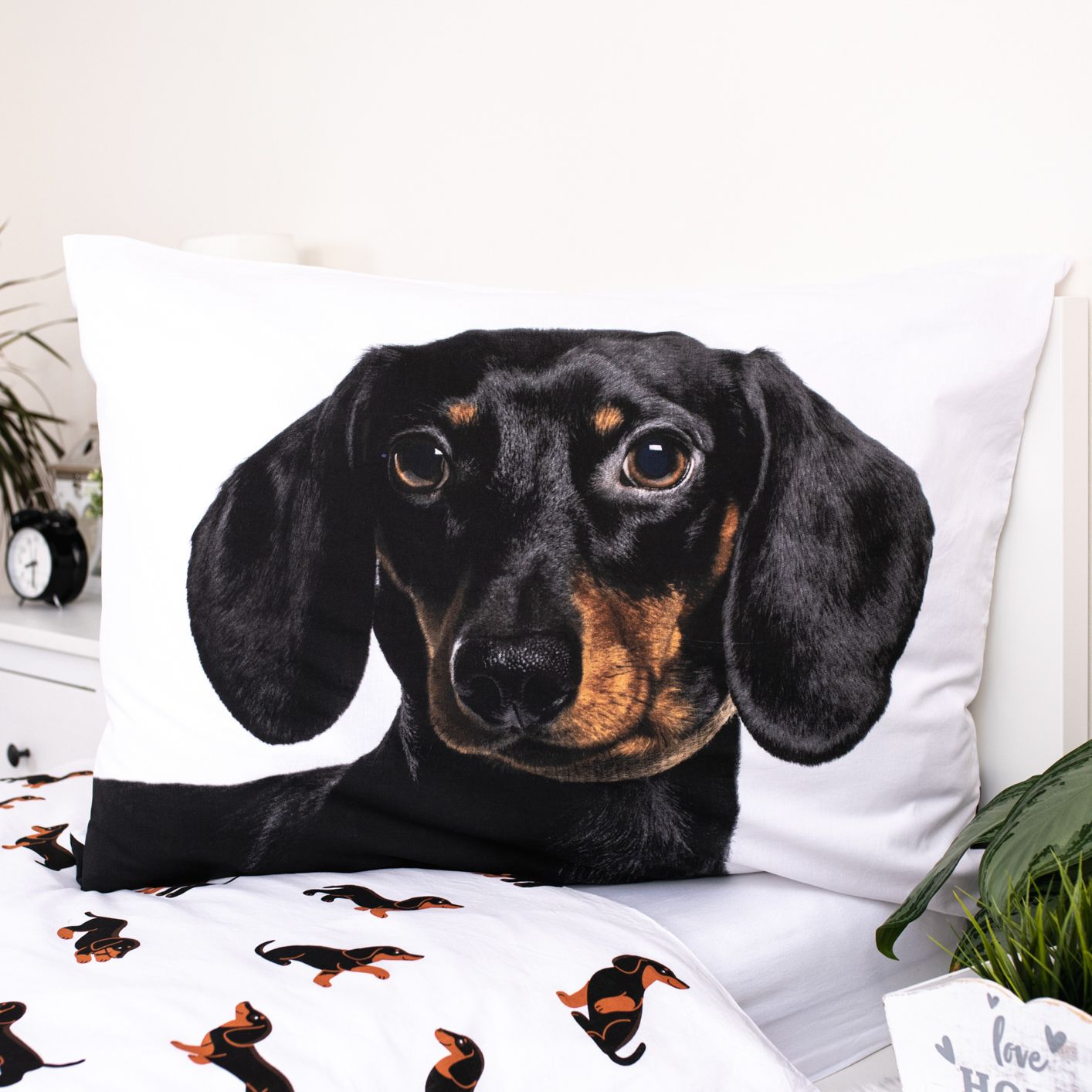 Dachshund Baumwoll-Bettwäsche 140x200 cm Weiches Bettbezug Set mit Kissenbezug 70x90 cm, pflegeleicht & langlebig