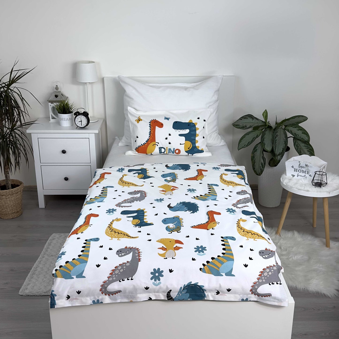 Kinderbettwäsche mit Dino-Design – Bettbezug 100x135 cm & Kissenbezug 40x60 cm