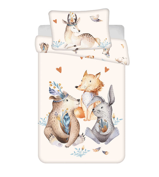Animals Woodland Kinderbettwäsche – Bettbezug 100x135 cm & Kissenbezug 40x60 cm