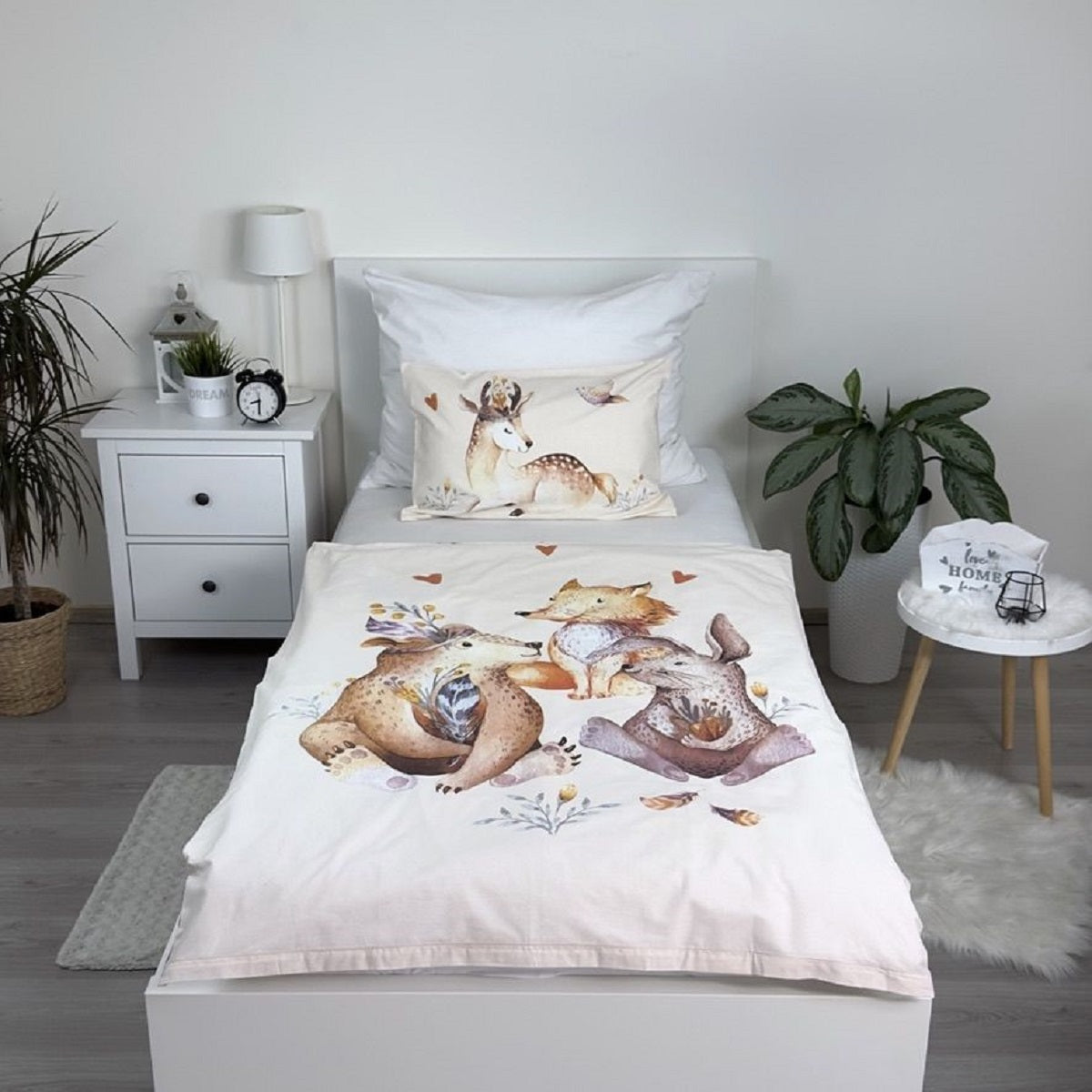 Animals Woodland Kinderbettwäsche – Bettbezug 100x135 cm & Kissenbezug 40x60 cm