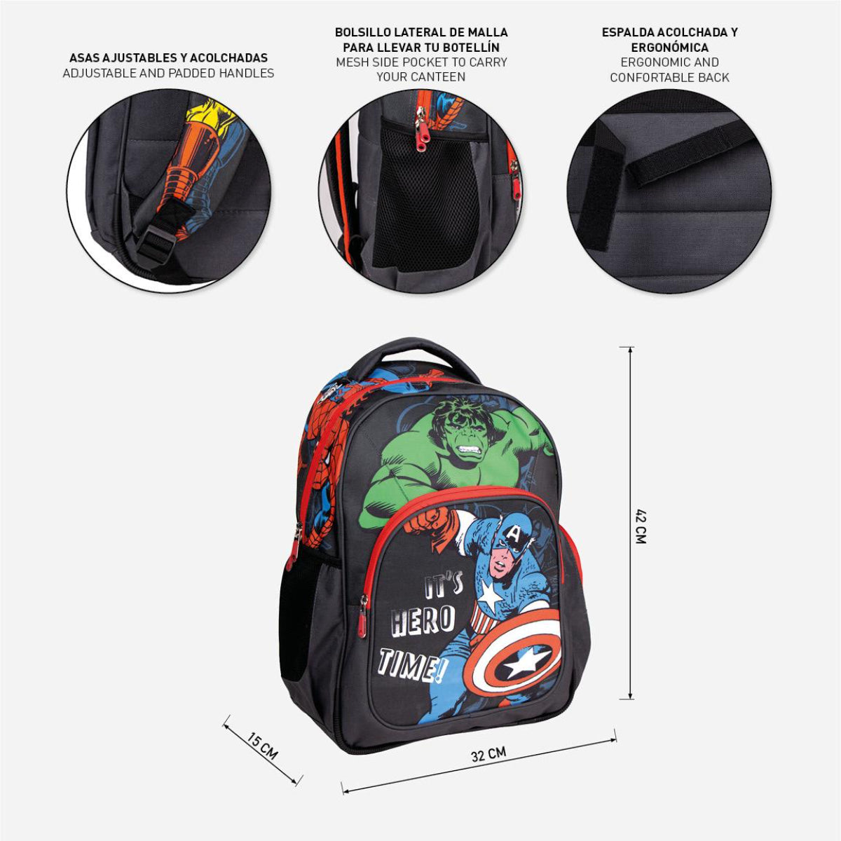 Avengers Rucksack für Kinder – Freizeitrucksack & Kinderrucksack für Schule & Ausflüge